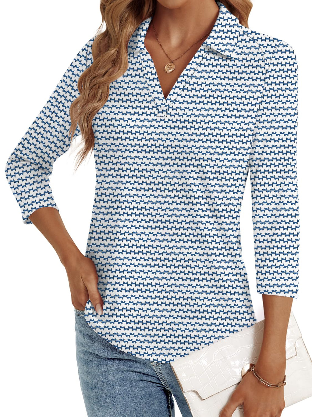 LYHIPSS 3/4 Length Sleeve Womens Tops Dressy Casual Business Blouses