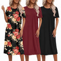 Ekouaer 3 Pack Long Nightgowns for Women Ruffle House Dress
