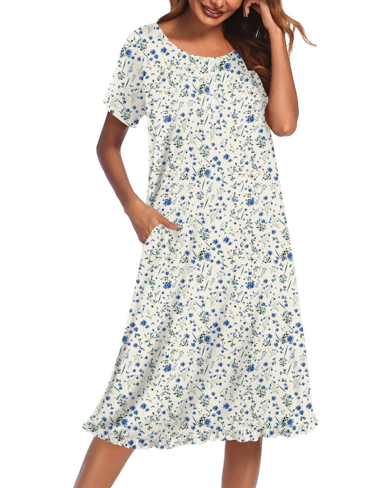 Ekouaer House Dresses for Women with Pockets Short Sleeve Moo Moos