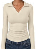 ANRABESS Womens Long Sleeve Fitted Polo Shirts Fall Business Casual Top