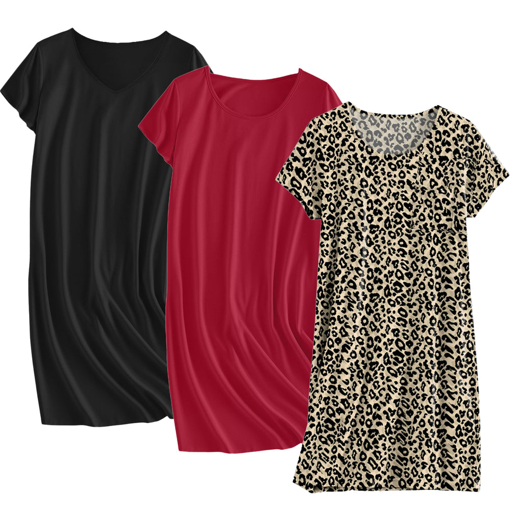 Ekouaer Cotton Nightgowns for Women 3 Pack Sleepshirts Tshirt Night Gown