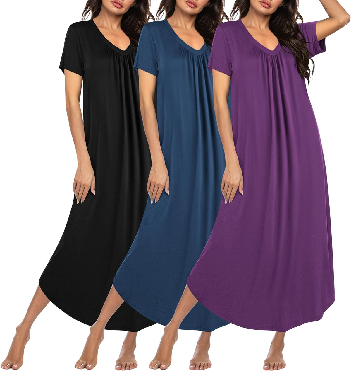 Ekouaer Long Nightgowns for Women 3 Pack House Dress Plus Size Moo Moos