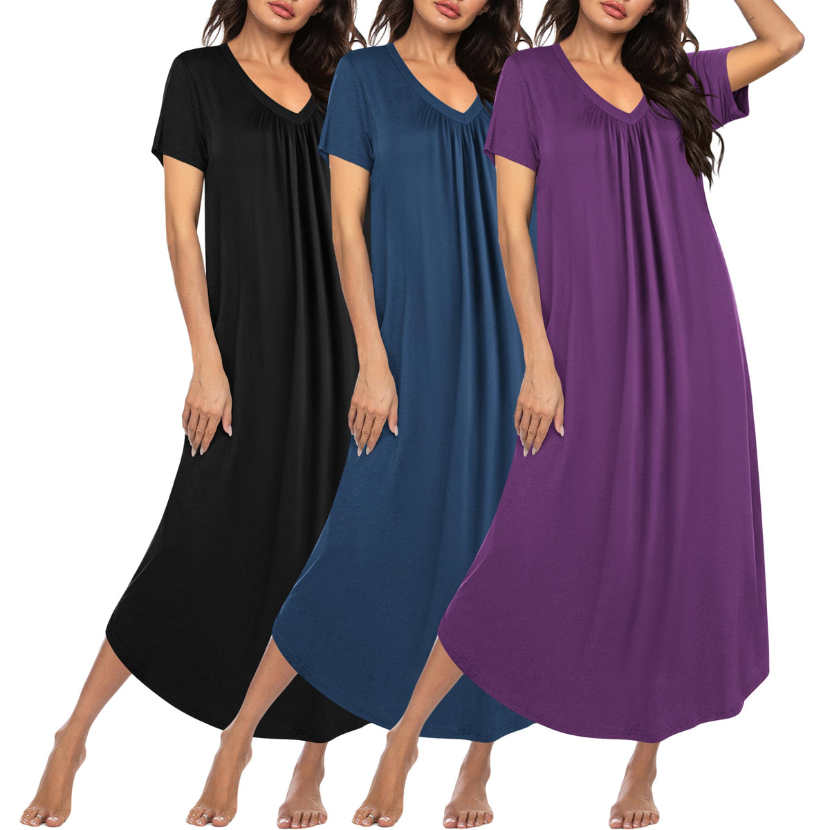 Ekouaer Long Nightgowns for Women 3 Pack House Dress Plus Size Moo Moos