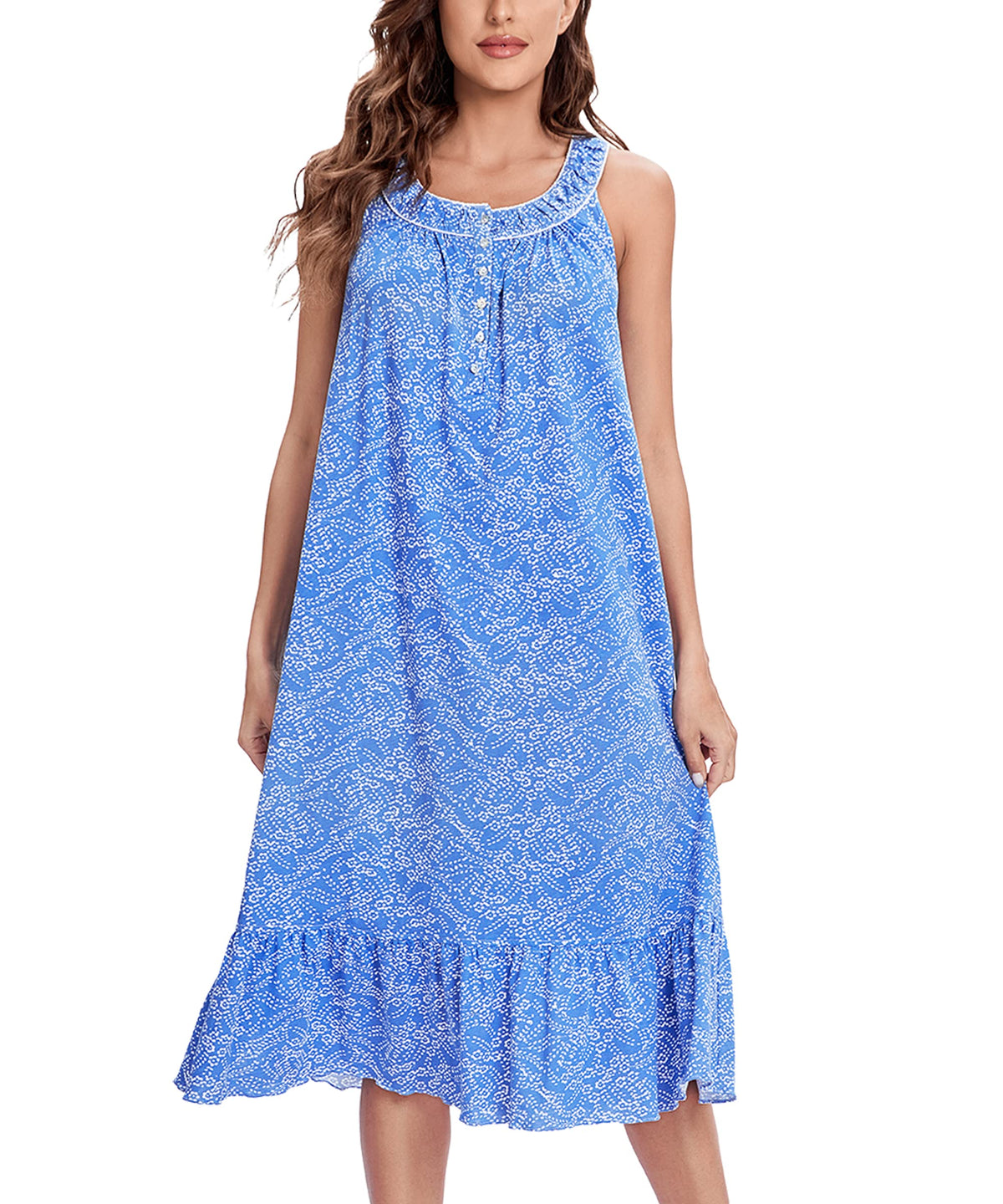 IZZY + TOBY 100% Cotton Nightgowns for Women Soft Ladies Gowns Sleepwear Long Sleeveless Nightgown