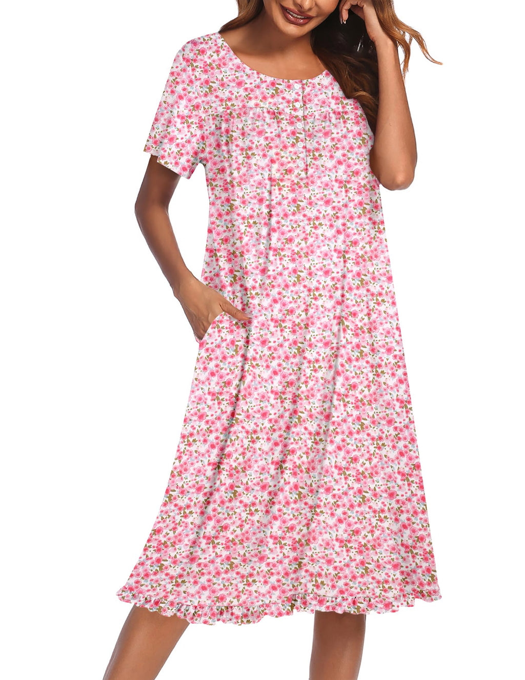 Ekouaer House Dresses for Women with Pockets Short Sleeve Moo Moos