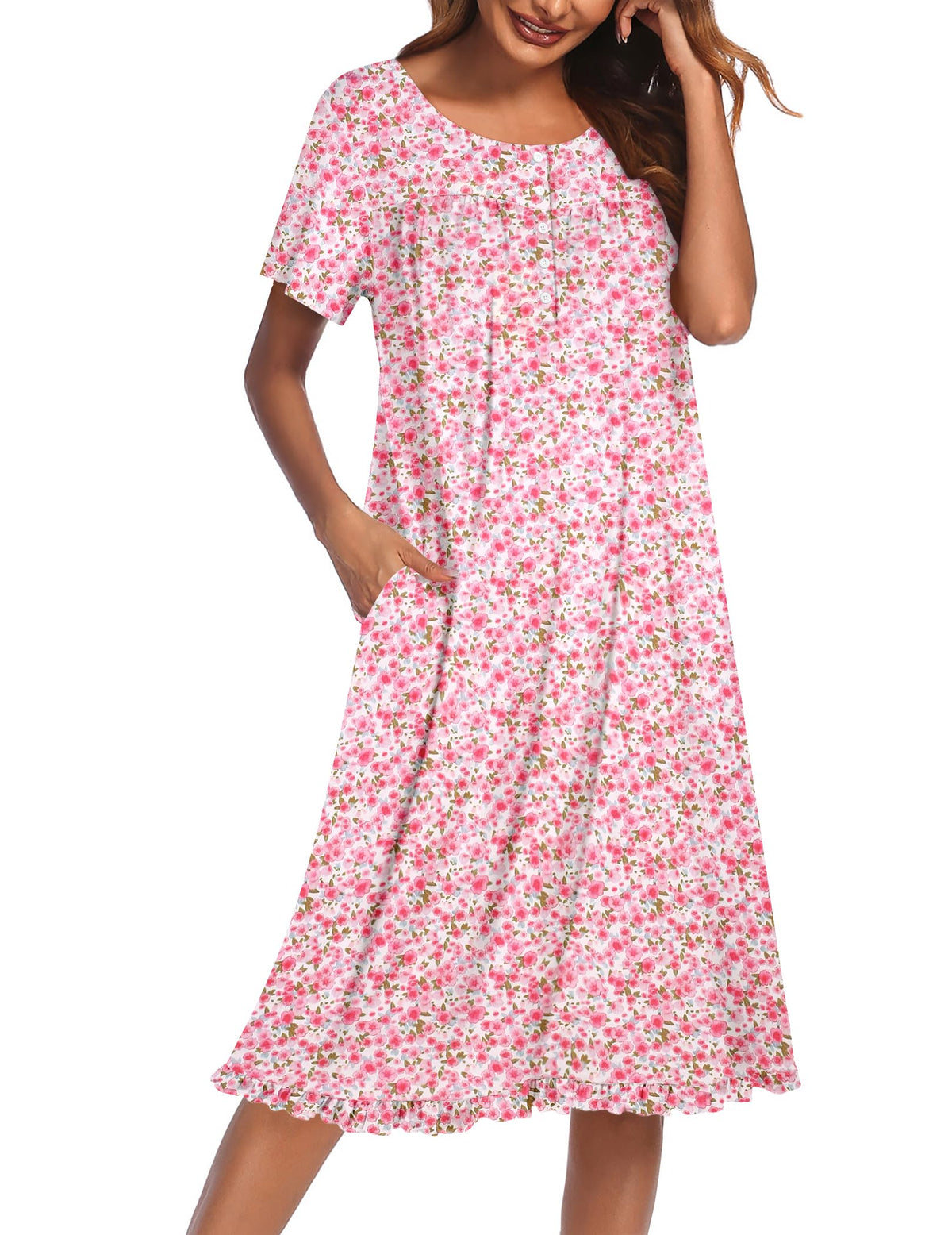 Ekouaer House Dresses for Women with Pockets Short Sleeve Moo Moos