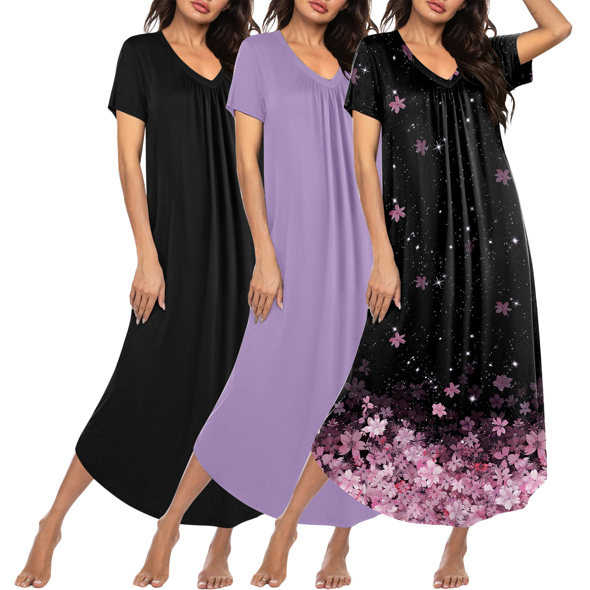 Ekouaer Long Nightgowns for Women 3 Pack House Dress Plus Size Moo Moos