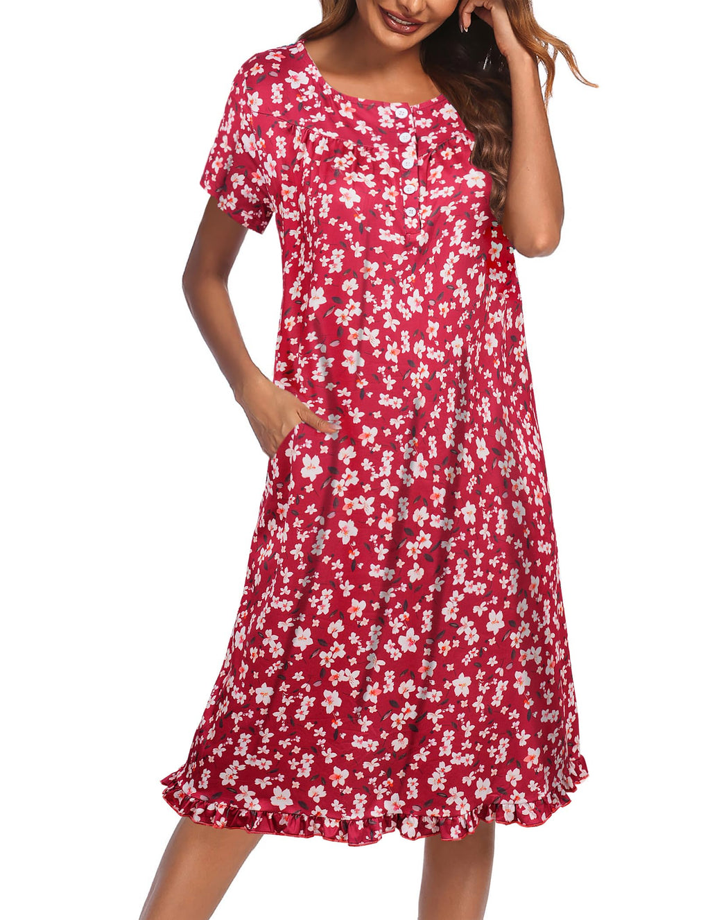 Ekouaer House Dresses for Women with Pockets Short Sleeve Moo Moos