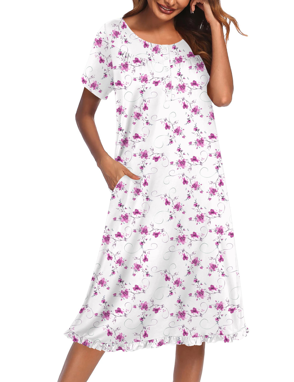 Ekouaer House Dresses for Women with Pockets Short Sleeve Moo Moos