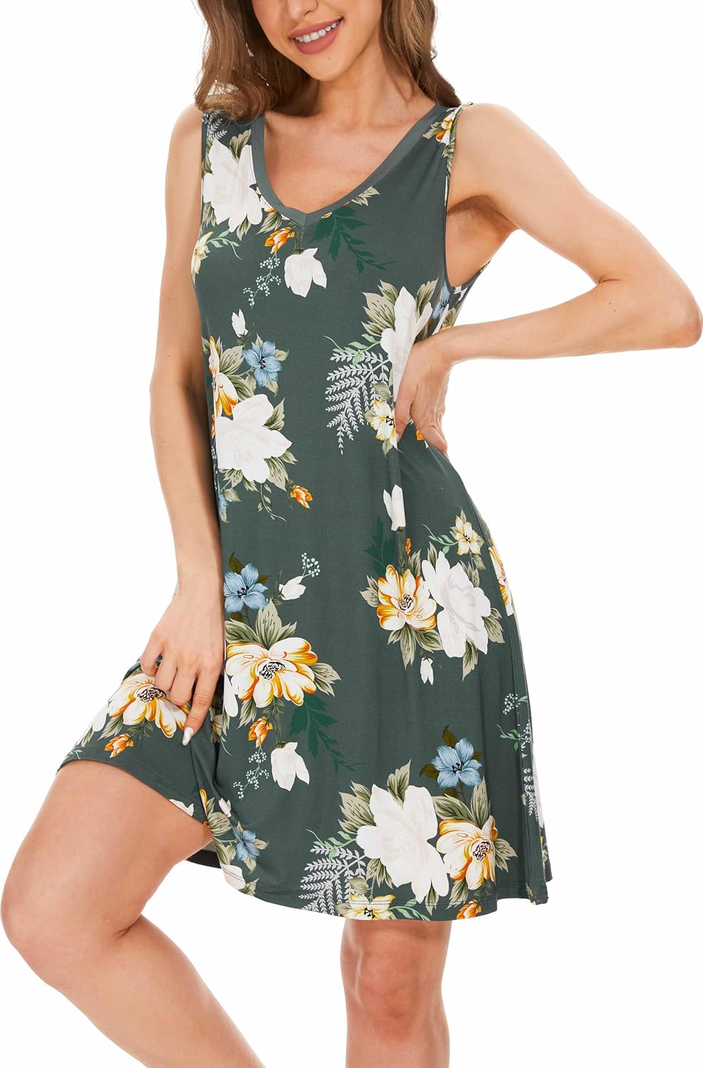 GYS Cooling Bamboo Viscose Sleeveless Nightgowns for Women