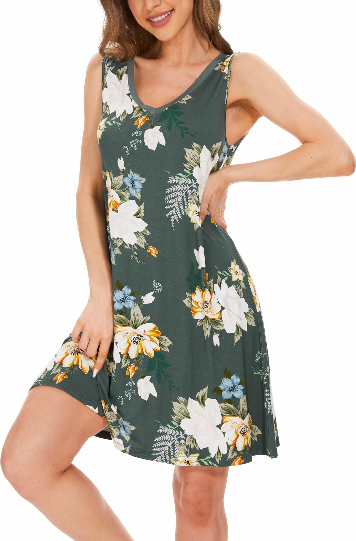 GYS Cooling Bamboo Viscose Sleeveless Nightgowns for Women