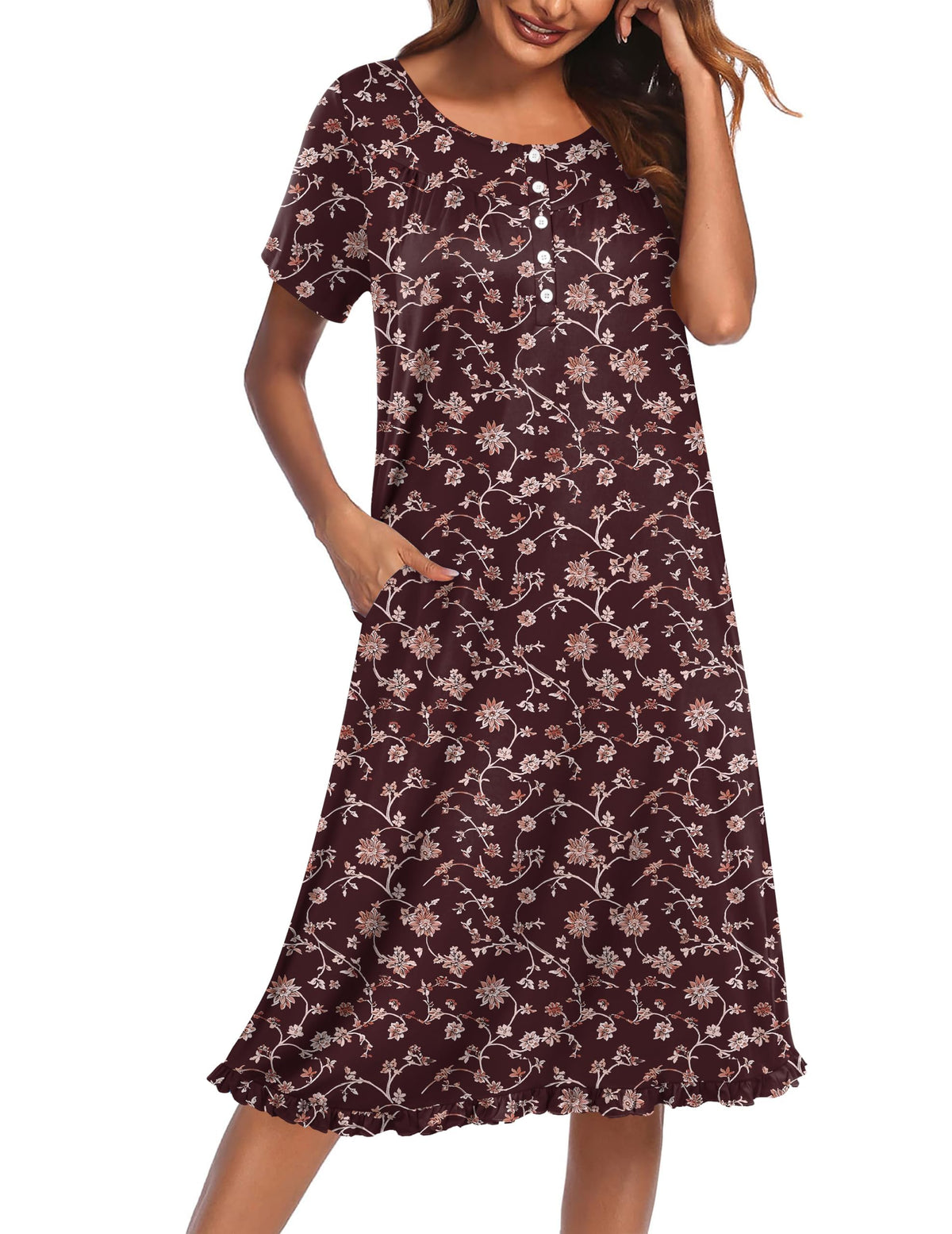 Ekouaer House Dresses for Women with Pockets Short Sleeve Moo Moos