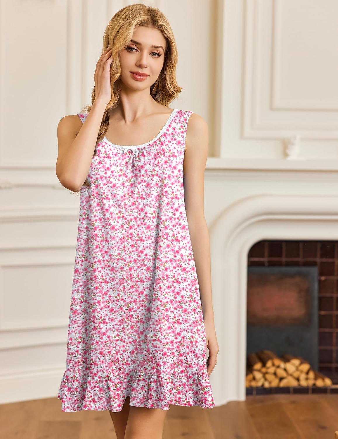 Ekouaer Nightgowns for Women Sleeveless Sleep Dress Night Gowns Sleepshirt