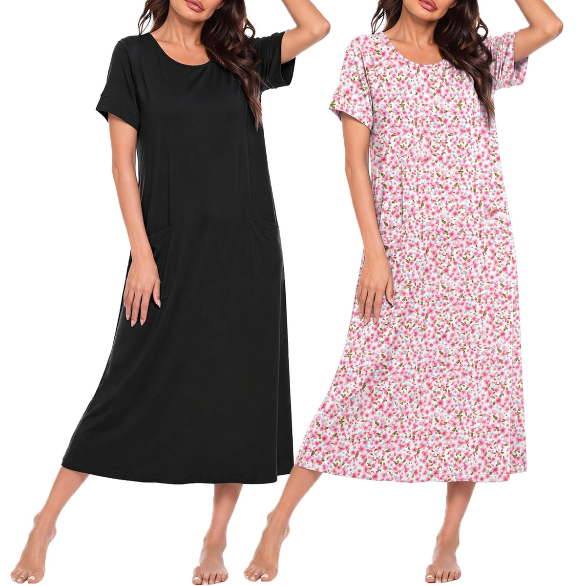 Ekouaer Long Nightgowns for Women Soft House Dress Plus Size Moo Moos