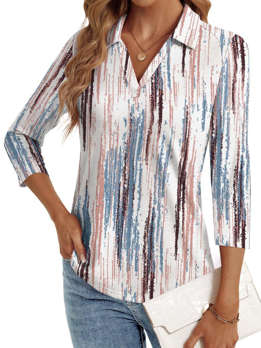 LYHIPSS 3/4 Length Sleeve Womens Tops Dressy Casual Business Blouses