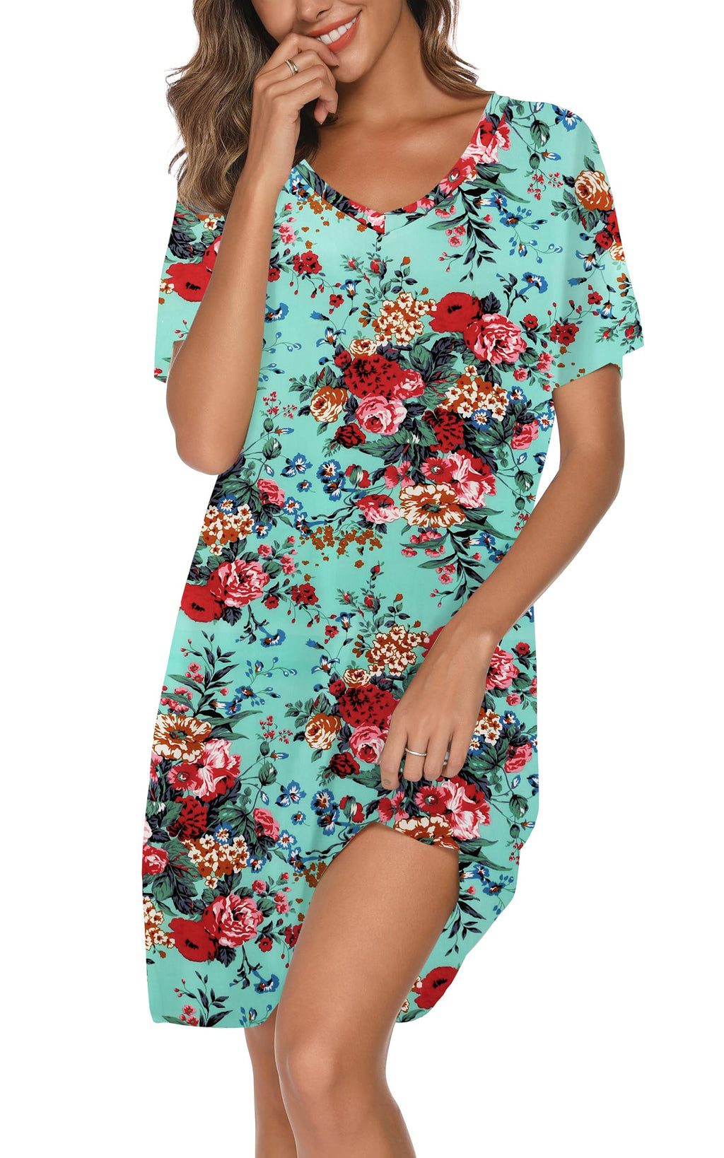 Nightgowns for Women Soft Cotton Sleep Shirts Short Sleeve Sleepwear