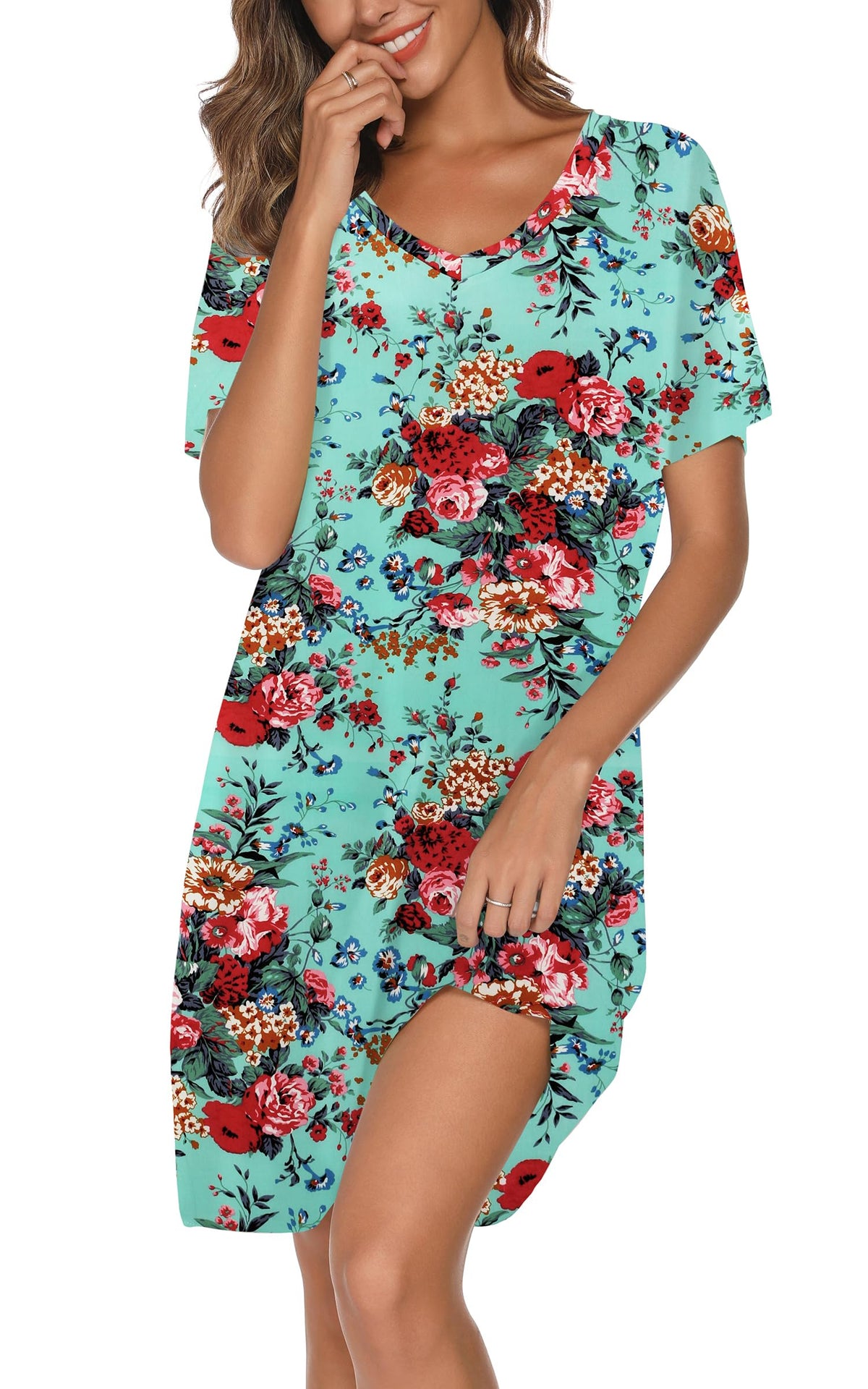 Nightgowns for Women Soft Cotton Sleep Shirts Short Sleeve Sleepwear