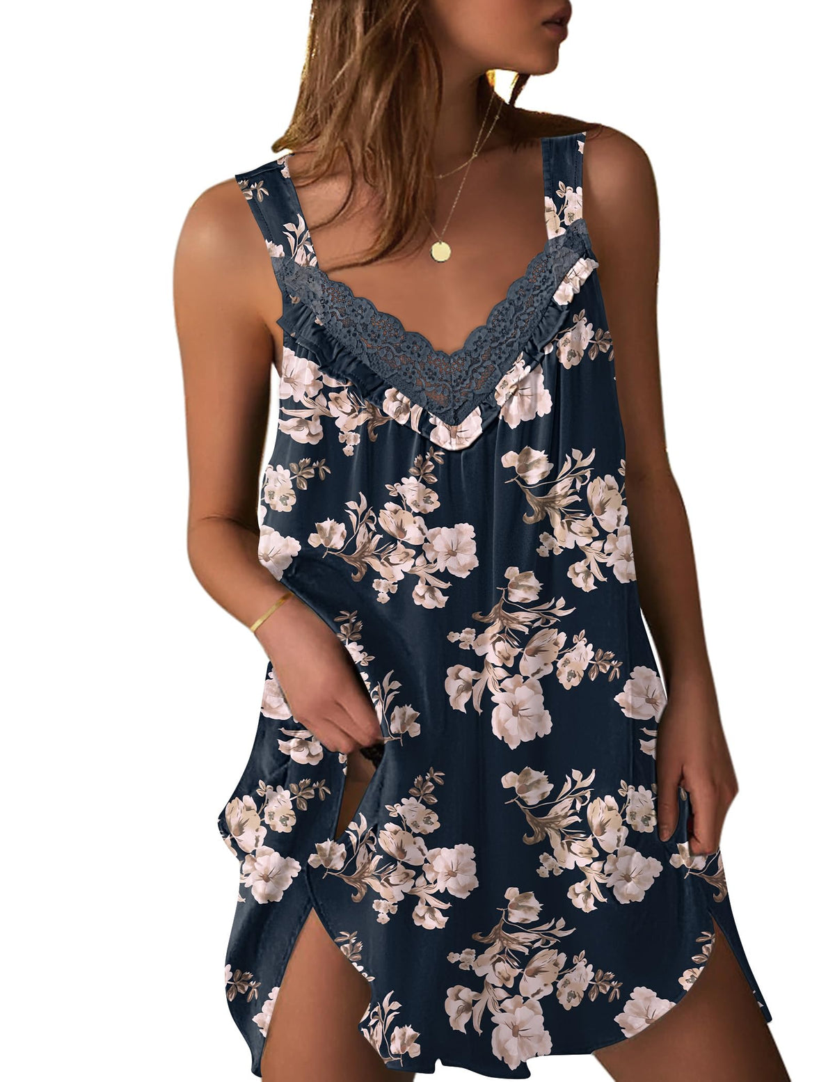 Ekouaer Silk Nightgowns for Women Satin Night Gowns V Neck Sexy Night Dress