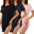 3 Pack Nightgowns for Women Soft Nightshirts Short Pajama Dress