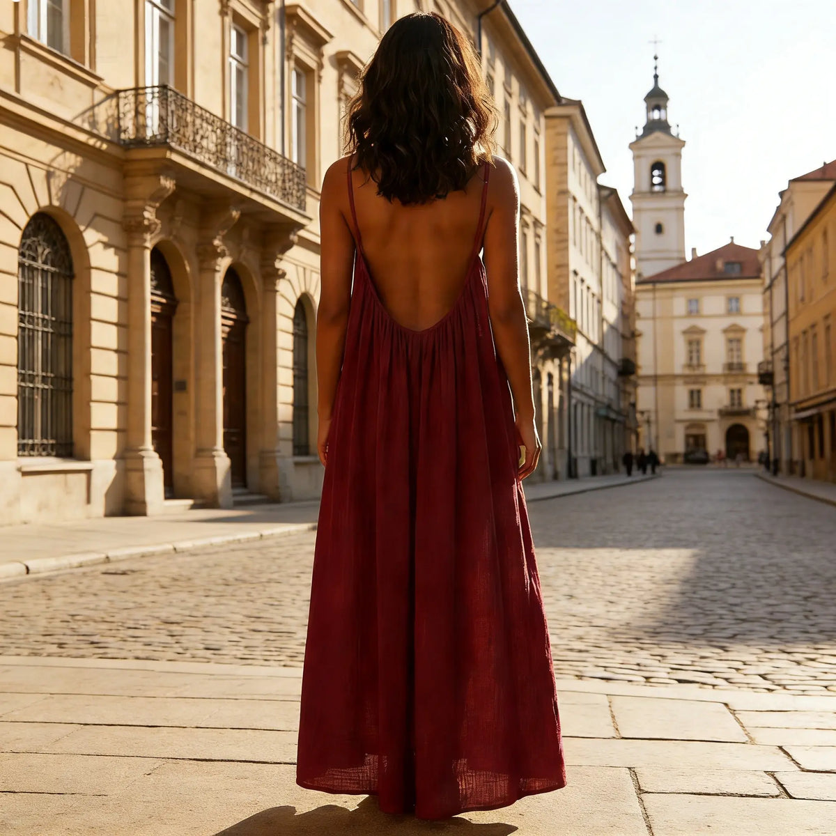 Women's Solid Color Cami Sports Dress - Comfortable Loungewear, Elegant Sleeveless Long Summer Style, Indoor-Ready Sleepwear with Open Cami for Heat Breathability, Indoor‑Ready Style