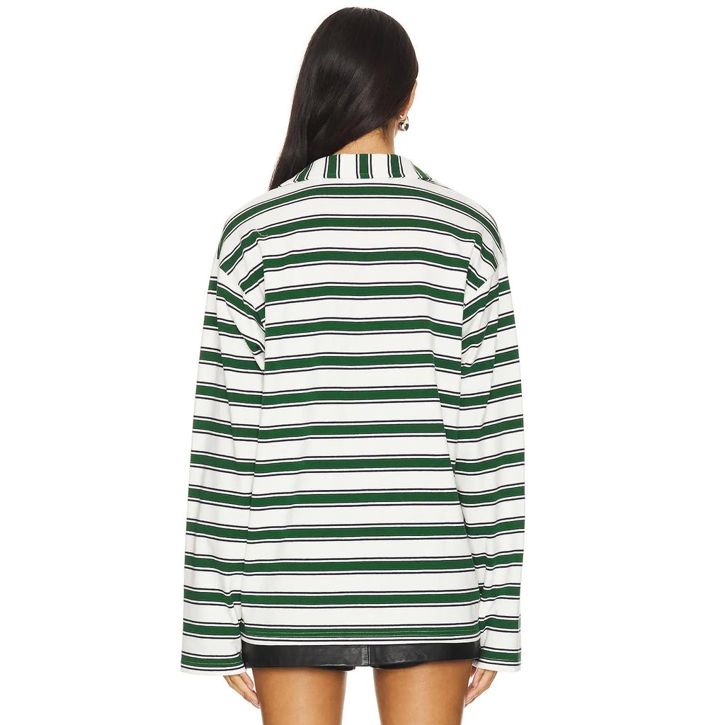 superdown Cailyn Polo Top in White & Green