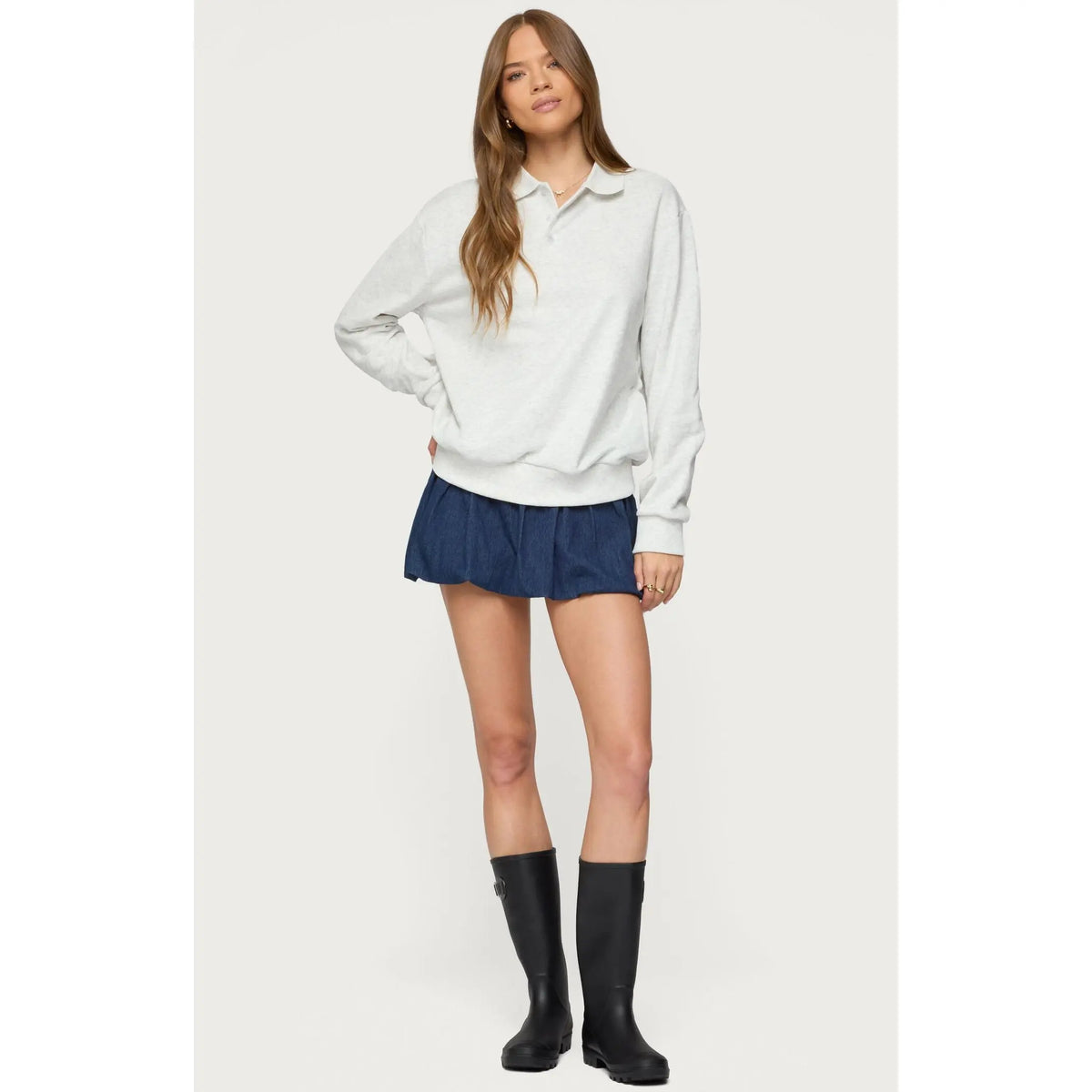 Edikted Women's Scholar Oversized Polo Sweatshirt
