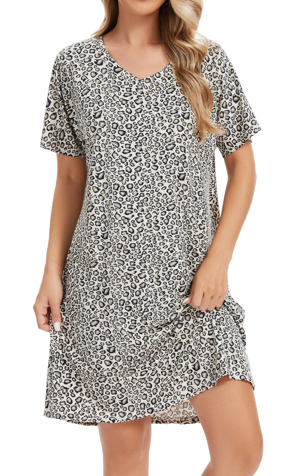 Nightgowns for Women Soft Cotton Sleep Shirts Short Sleeve Sleepwear