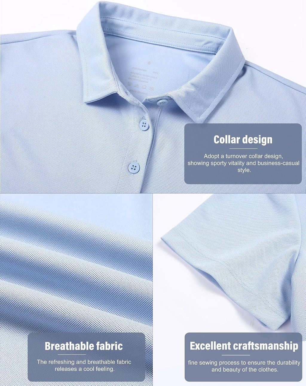 NebuKinex 5 Pack Women's Polo Shirts Short Sleeve Collared Tops for Work