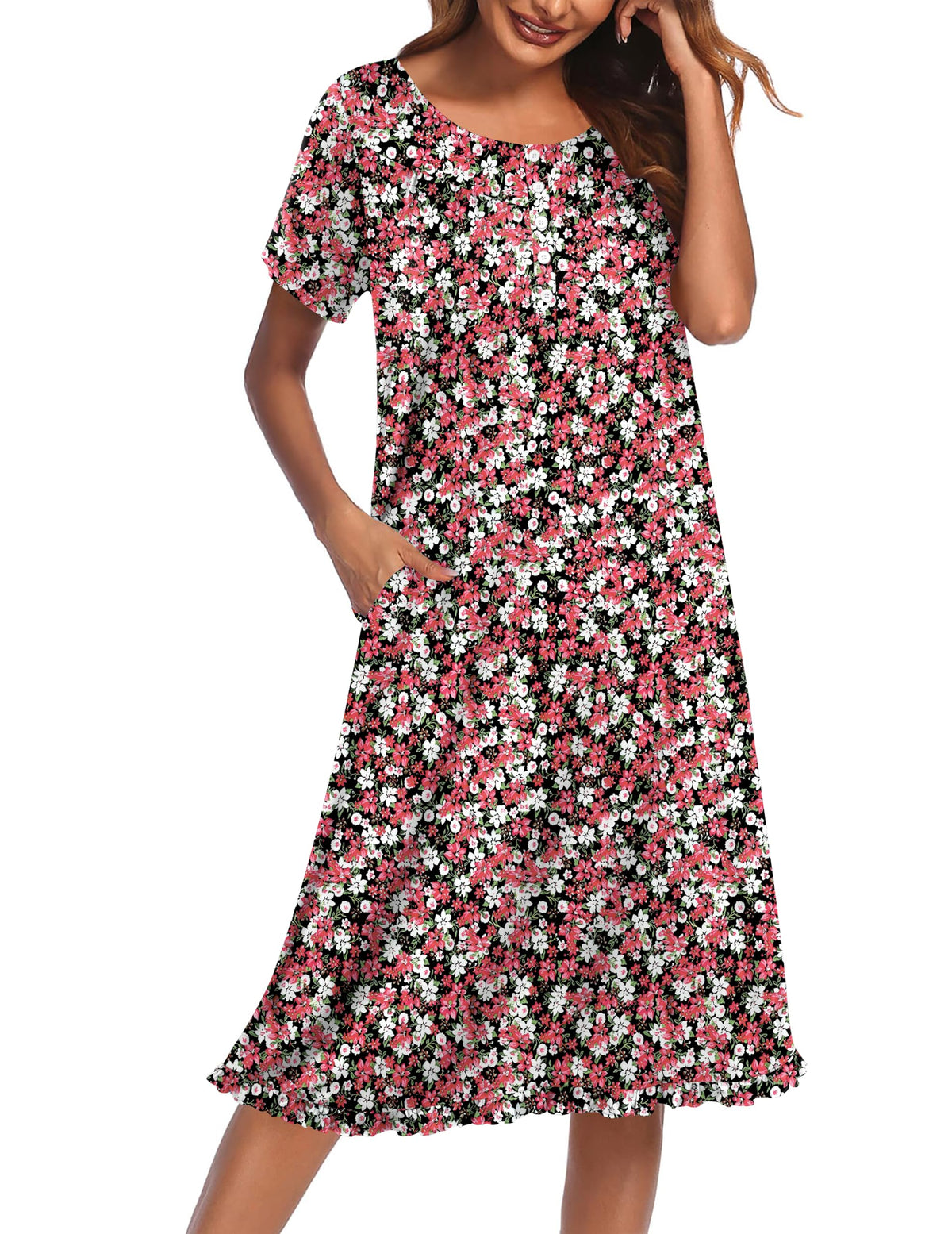 Ekouaer House Dresses for Women with Pockets Short Sleeve Moo Moos