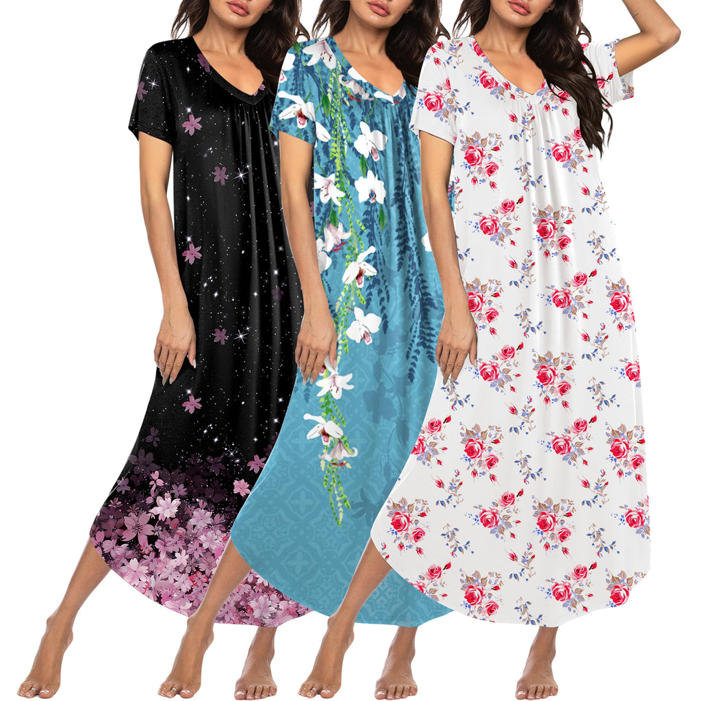 Ekouaer Long Nightgowns for Women 3 Pack House Dress Plus Size Moo Moos