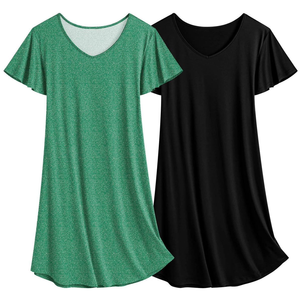 Ekouaer 2 Pack Nightgowns for Women Short Sleeve Nightshirt Soft Sleepdress