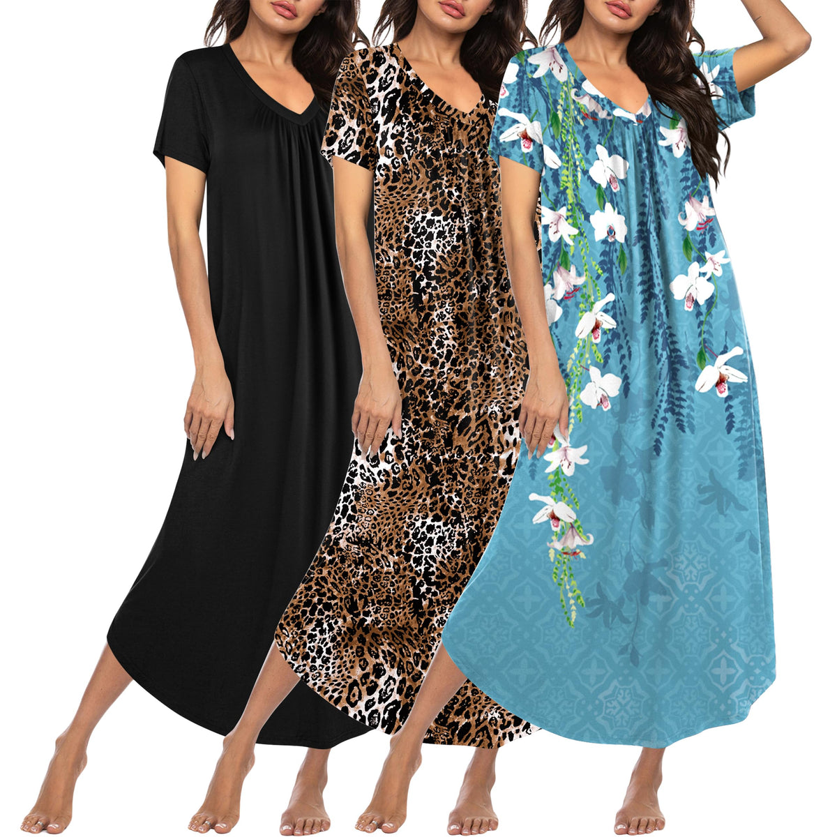 Ekouaer Long Nightgowns for Women 3 Pack House Dress Plus Size Moo Moos