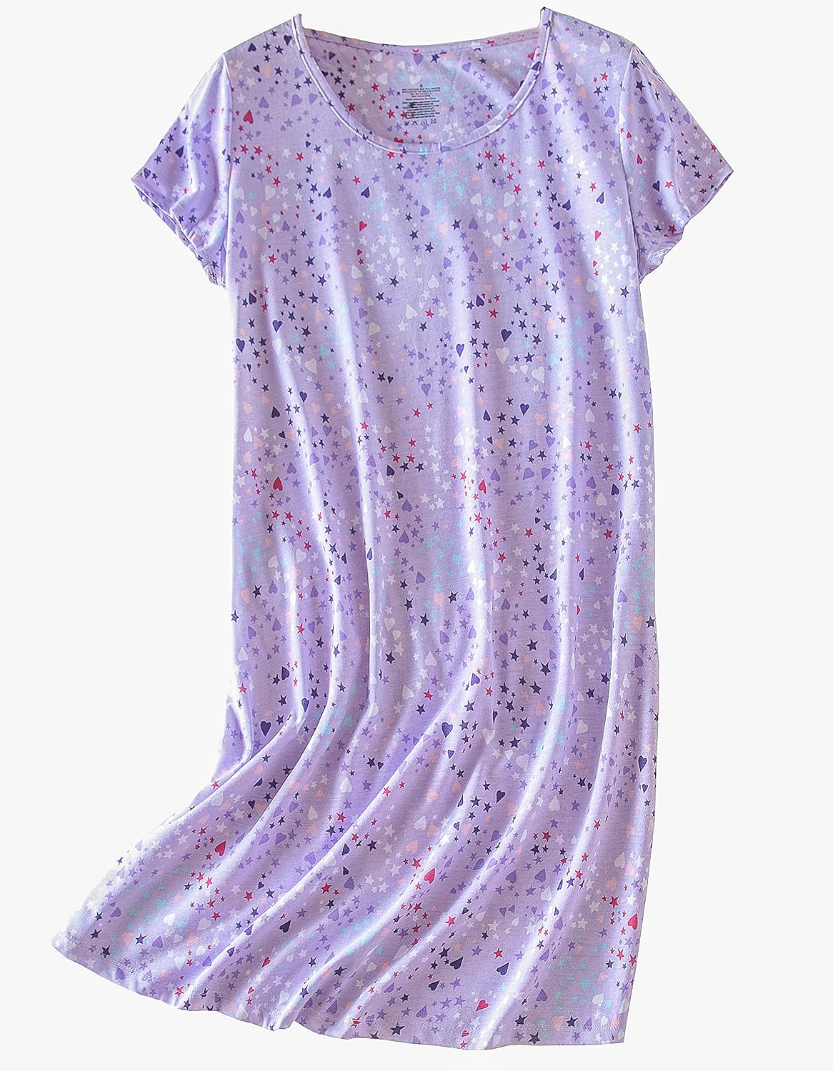 PNAEONG 3 Pack Women's Cotton Nightgown Short Sleeve Shirt Print Sleepdress