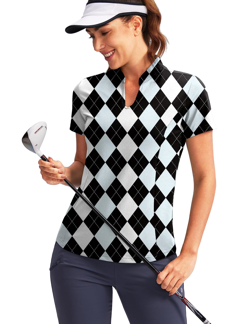Obla Women's Golf Polo Shirt V-Neck Short Sleeve