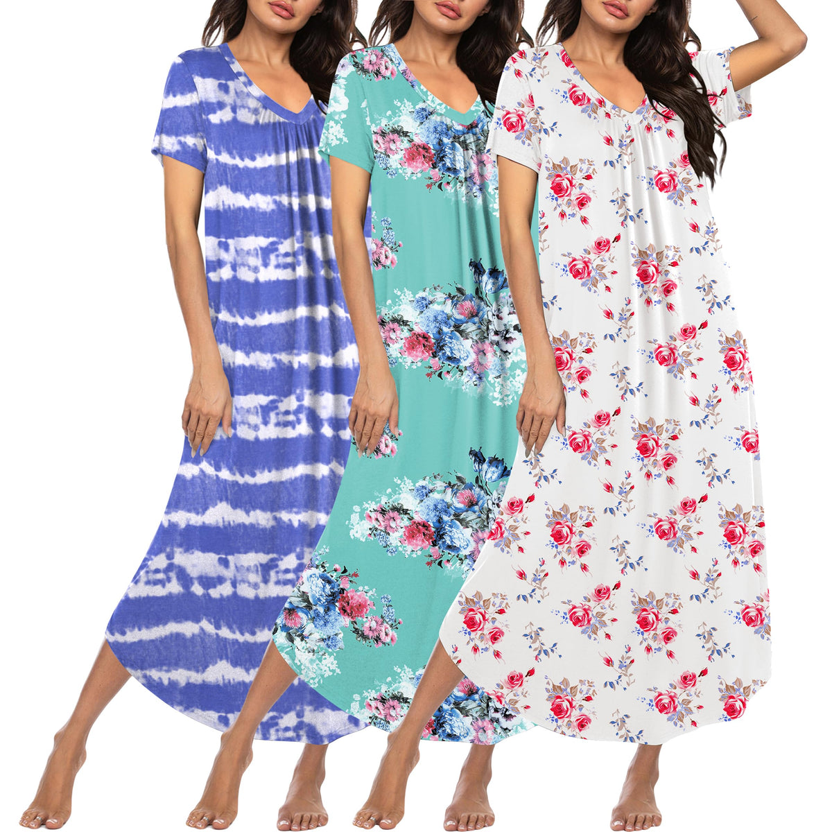 Ekouaer Long Nightgowns for Women 3 Pack House Dress Plus Size Moo Moos