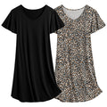 Ekouaer 2 Pack Nightgowns for Women Short Sleeve Nightshirt Soft Sleepdress