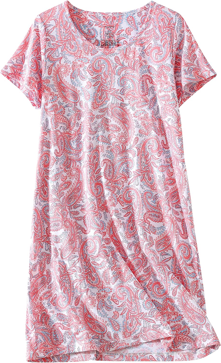 PNAEONG 3 Pack Women's Cotton Nightgown Short Sleeve Shirt Print Sleepdress
