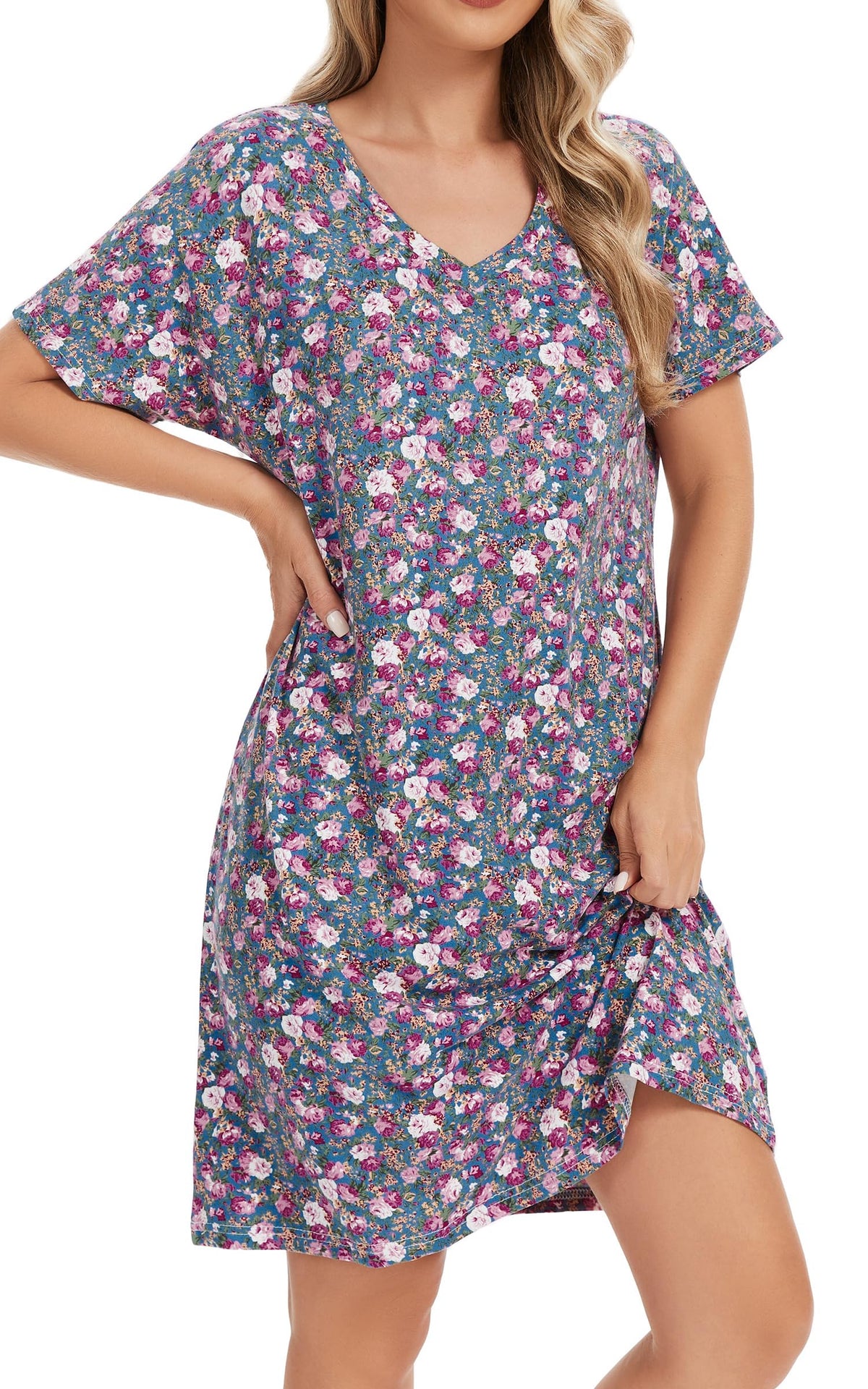 Nightgowns for Women Soft Cotton Sleep Shirts Short Sleeve Sleepwear