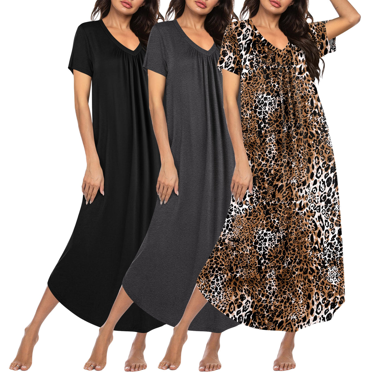 Ekouaer Long Nightgowns for Women 3 Pack House Dress Plus Size Moo Moos