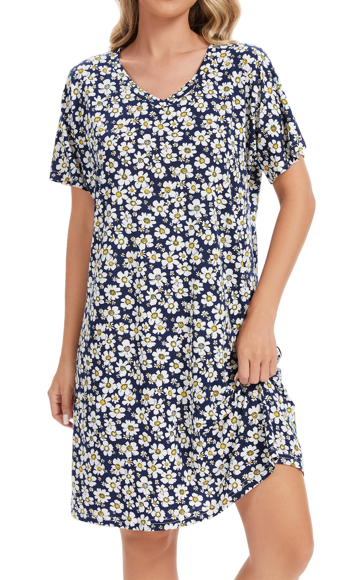 Nightgowns for Women Soft Cotton Sleep Shirts Short Sleeve Sleepwear