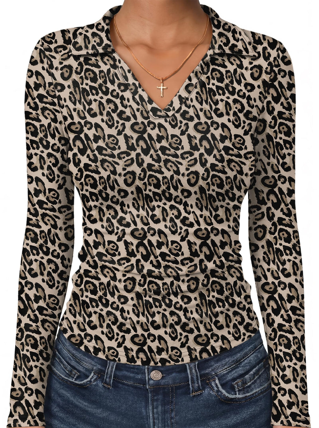ANRABESS Womens Long Sleeve Fitted Polo Shirts Fall Business Casual Top