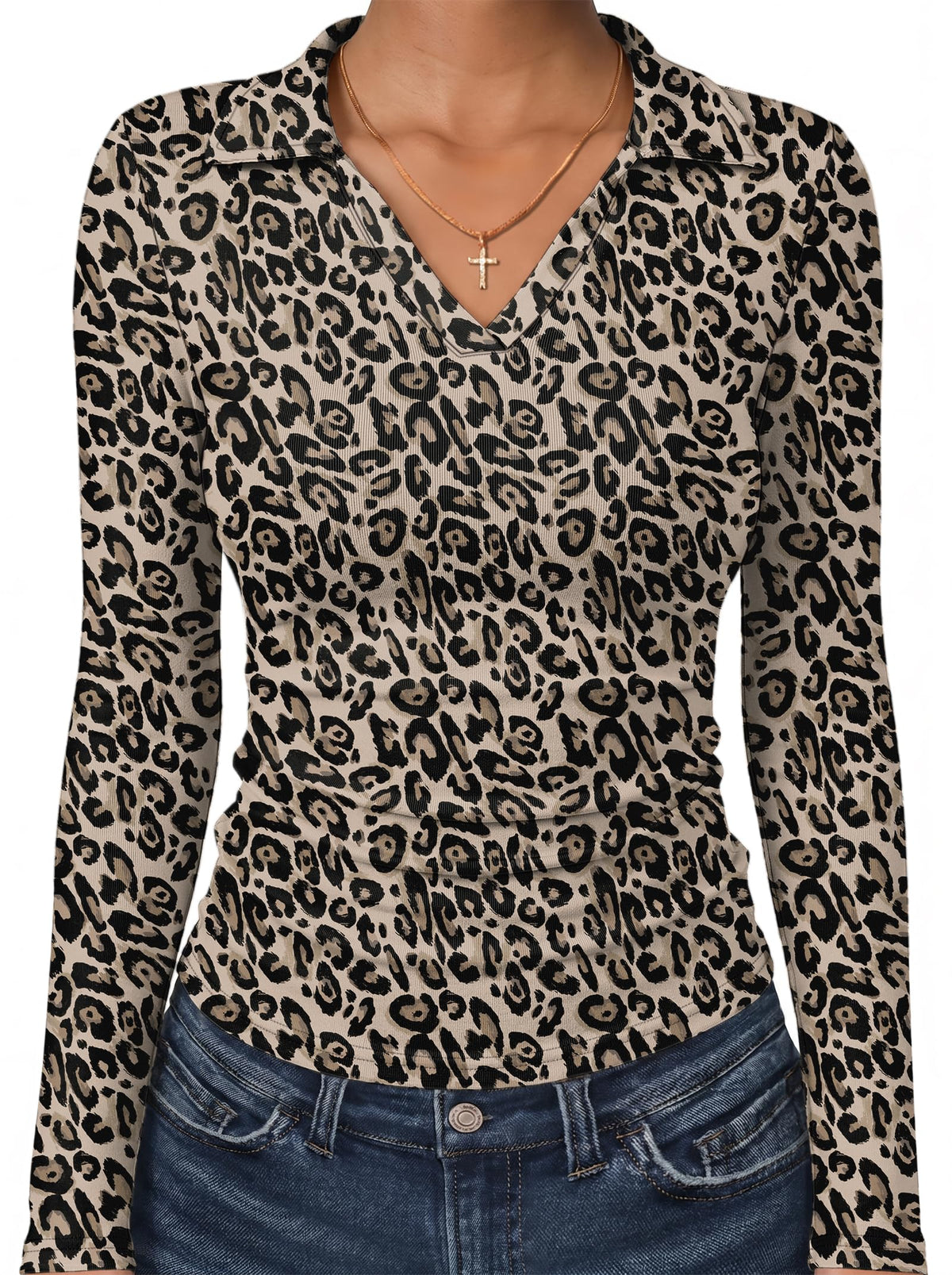 ANRABESS Womens Long Sleeve Fitted Polo Shirts Fall Business Casual Top