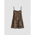 Cider Chiffon Leopard Bowknot Oversized Mini Nightdress Womenswear Strap Chemise Nightgown Lace Nightwear
