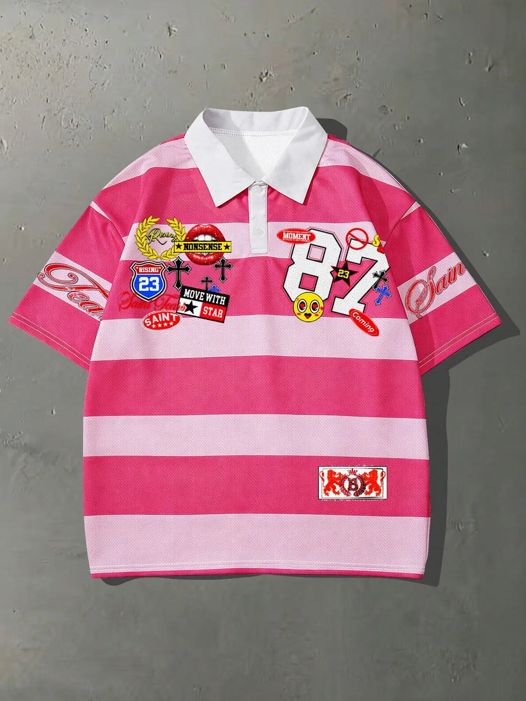 Women's Casual Retro Striped Short Polo T-Shirt, Stripes, Unique Streetwear Design, Comfortable Summer Top, Soft Fabric, Best Street Fashion Choice, Sleeves