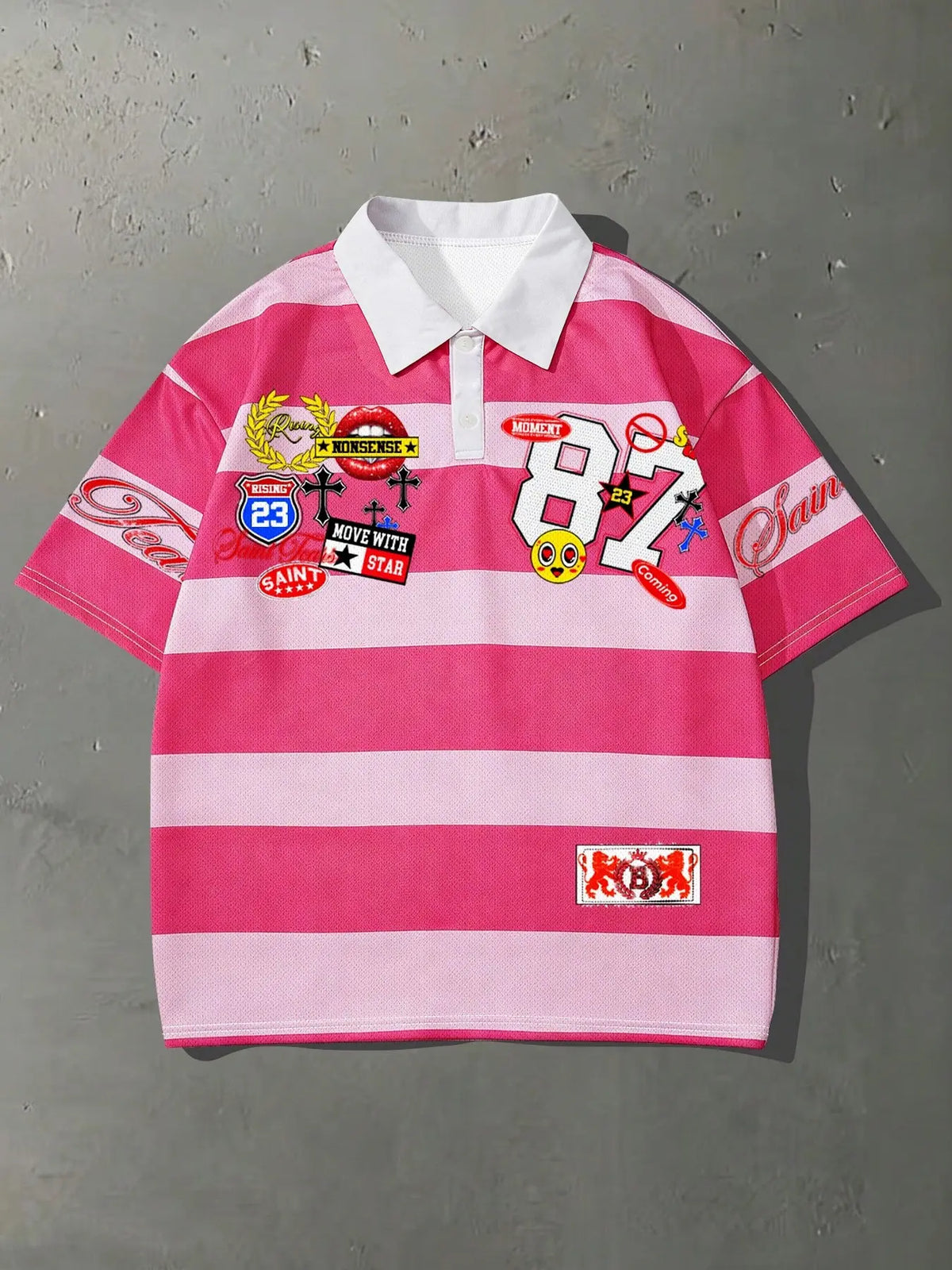 Women's Casual Retro Striped Short Polo T-Shirt, Stripes, Unique Streetwear Design, Comfortable Summer Top, Soft Fabric, Best Street Fashion Choice, Sleeves