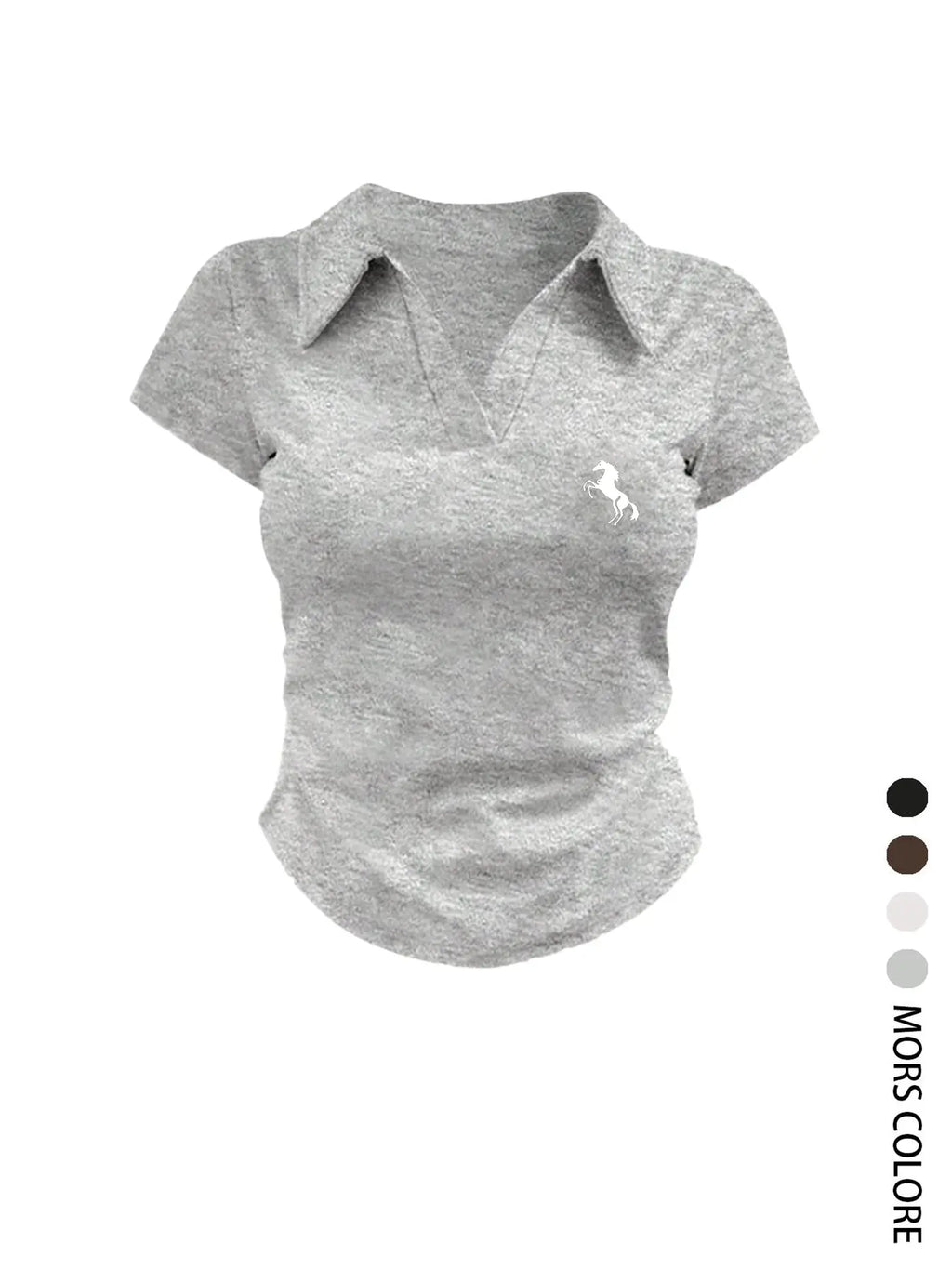 Women's Casual Slim Fit Short Sleeve Polo Neck Animal T-Shirt, Summer Fashion Top for Daily Wear, Stylish and Versatile Design