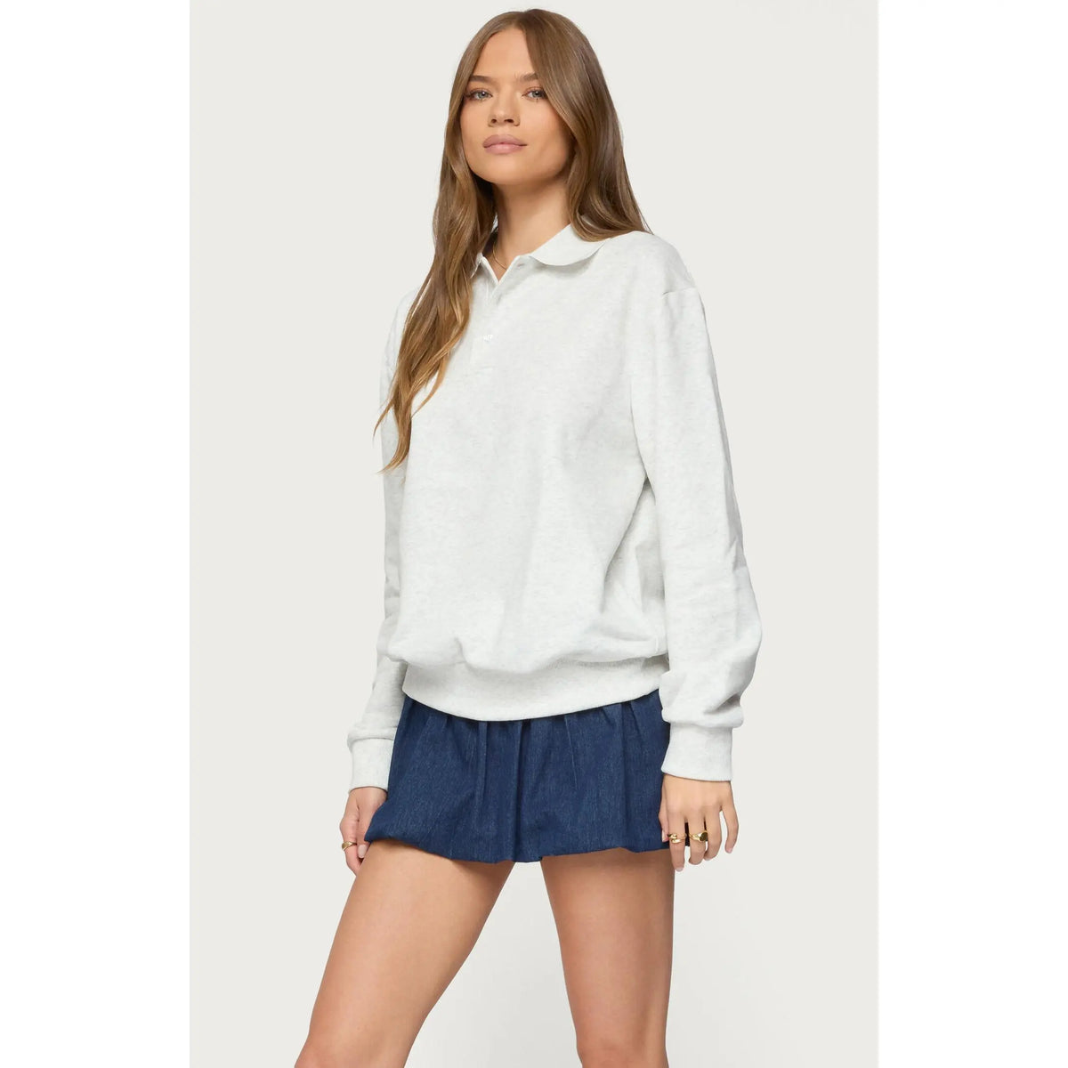 Edikted Women's Scholar Oversized Polo Sweatshirt