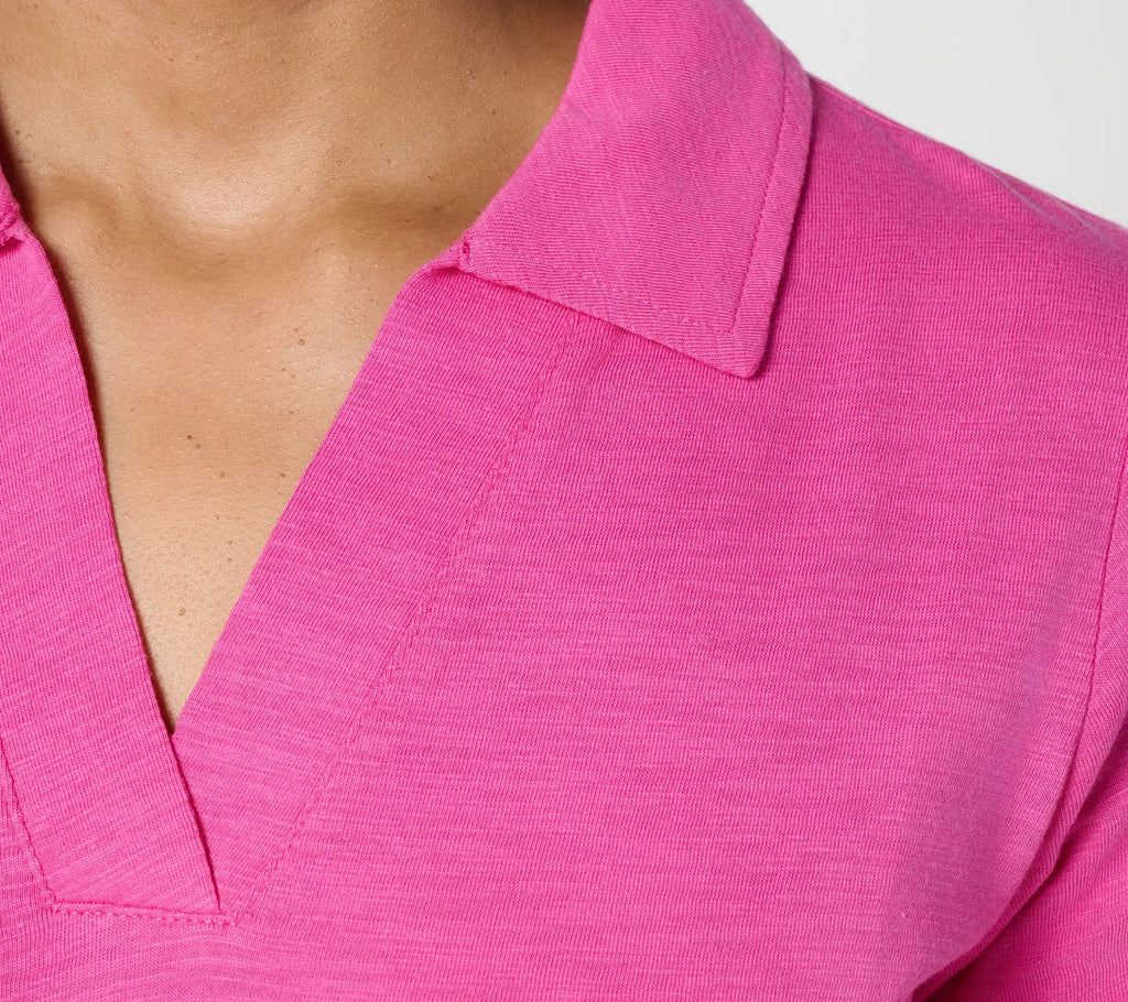 Belle by Kim Gravel Slub Knit Preppy Polo Top