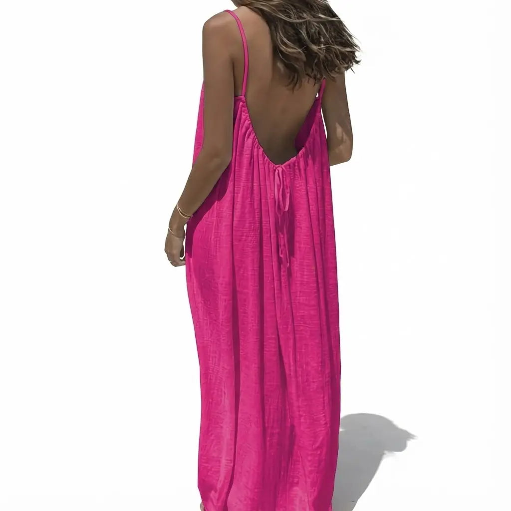 Women's Sleeveless Backless Nightie - Loose-Fit Oversized Nightdresses, Homewear Loungewear, Beach Cover-Up, Multiple Colors & Sizes Available
