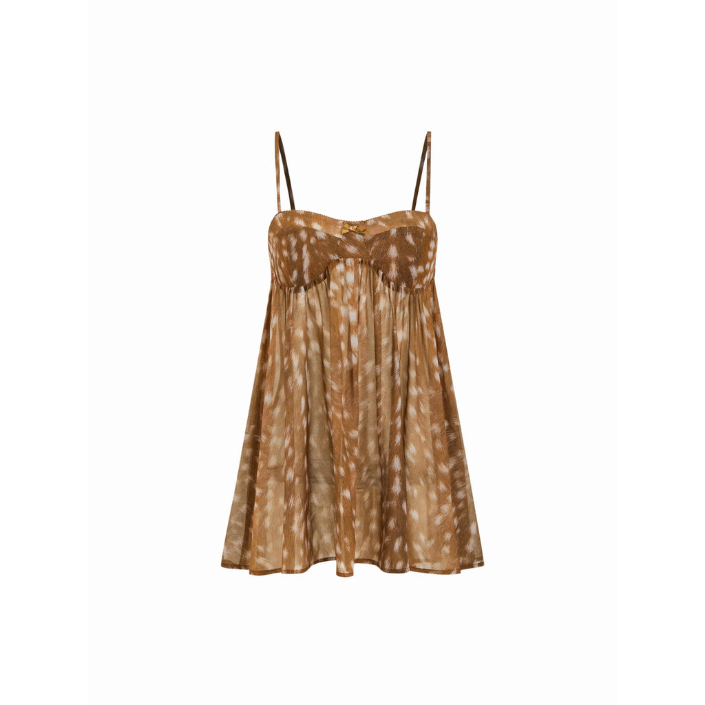 Cider Chiffon Leopard Bowknot Oversized Mini Nightdress Womenswear Strap Chemise Nightgown Lace Nightwear